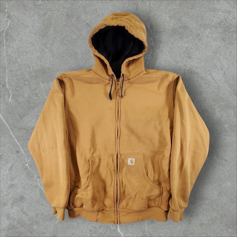 Carhartt Full Zip Hoodie Mens XL Brown Workwear Mesh Lined Heavyweight Jacket